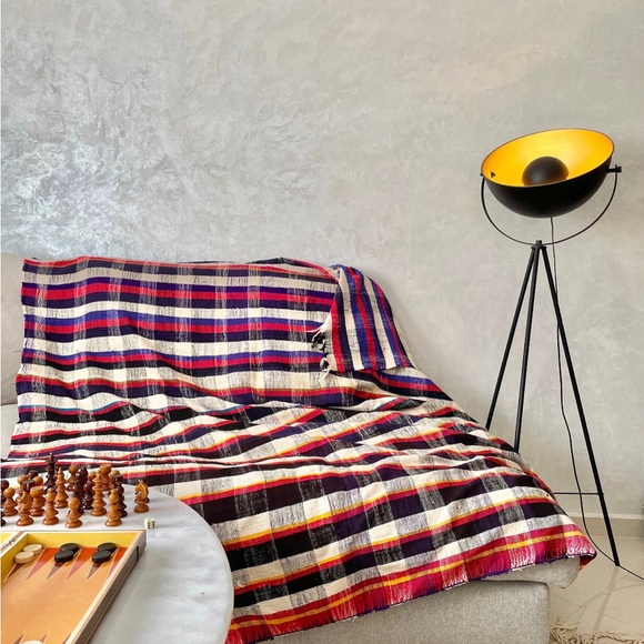 Multicolored Vintage Handwoven Moroccan Berber Blanket - Picture 4 of 8